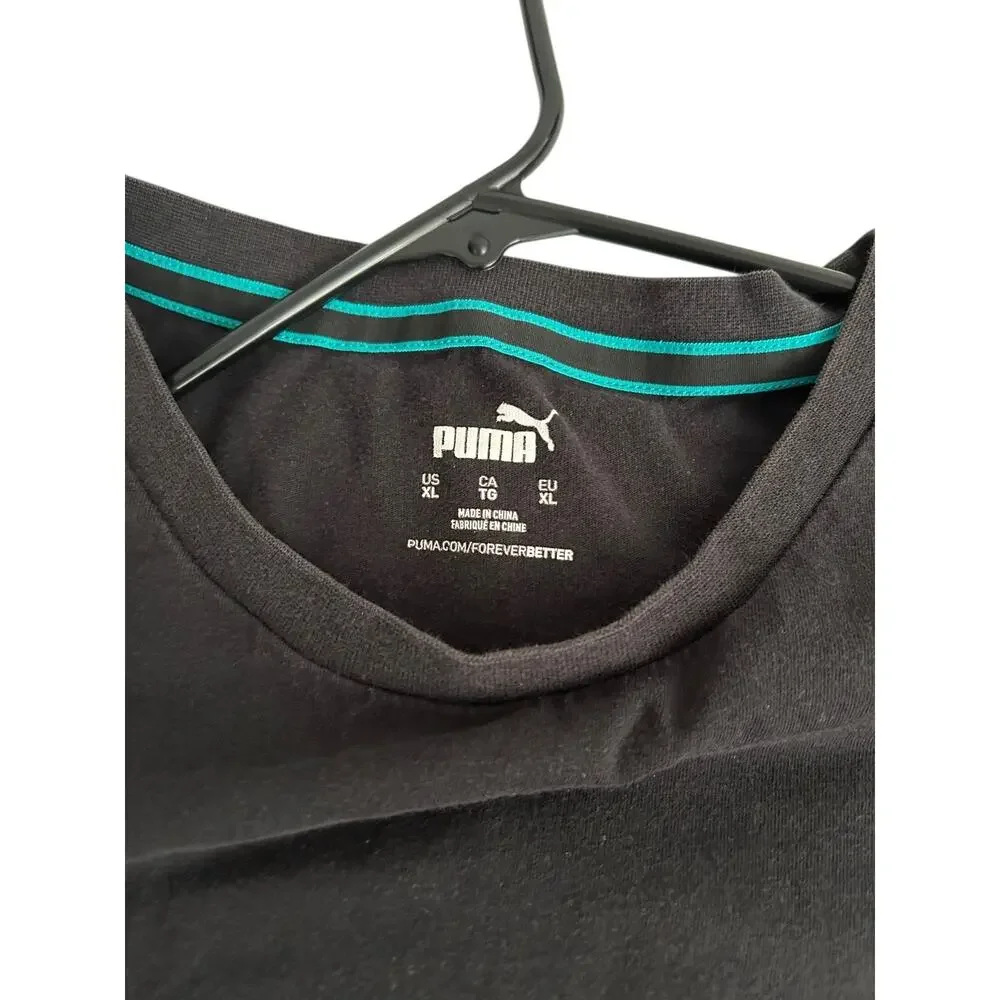 Mercedes Benz AMG Petronas F1 Puma Men's XL Logo T-Shirt - Black/Silver/Green